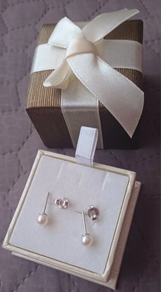 Orecchini Oro Bianco 750 Perle Vere