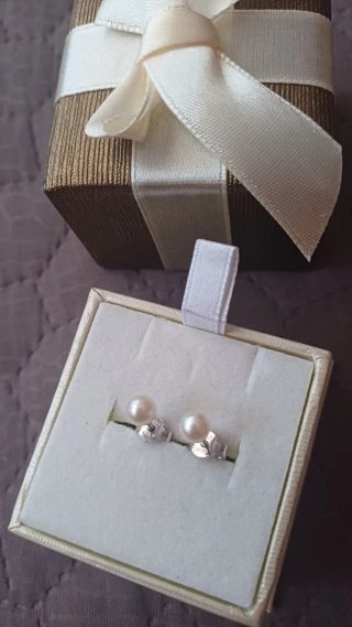 Orecchini Oro Bianco 750 Perle Vere