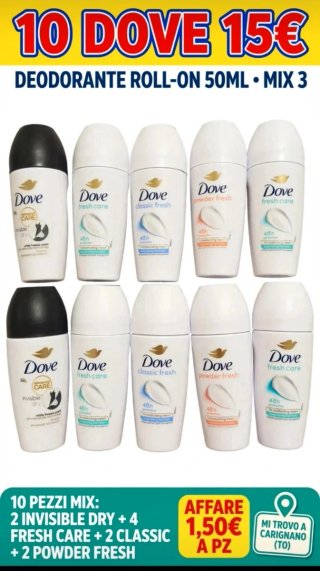10 Dove Deodoranti Roll-On 50ml Mix