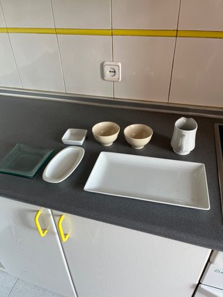 Conjunto vajilla cristal y porcelana