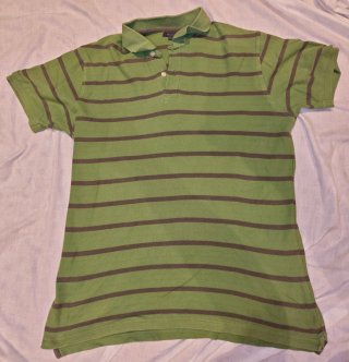 Polo verde con rayas marrones