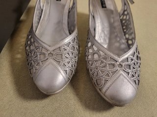 Zapatos de fiesta plateados talla 38