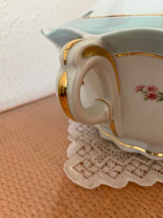 Sopera Limoges Porcelana Flores Dorada