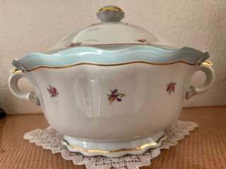 Sopera Limoges Porcelana Flores Dorada