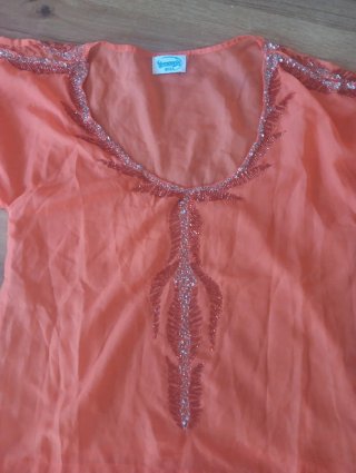 Blusa naranja pedrería Ibiza talla única