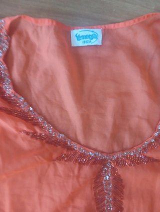Blusa naranja pedrería Ibiza talla única