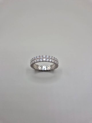 Anillo Eternity Doble Plata Moissanitas T7