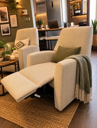 Sillón reclinable beige tela