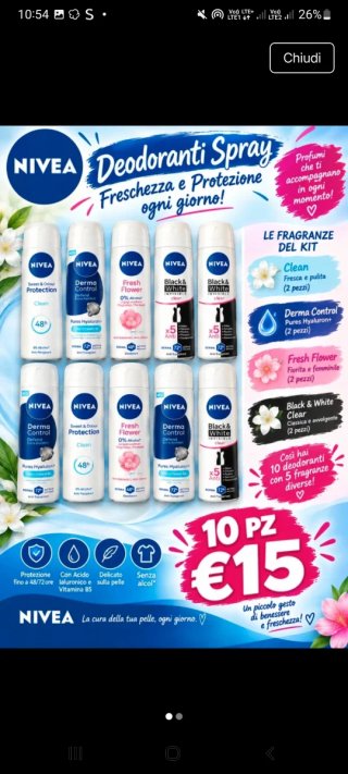 Nivea Deodoranti Spray 10 PZ €15