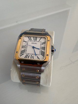 Reloj Seiko Mod Cartier Santos Dorado