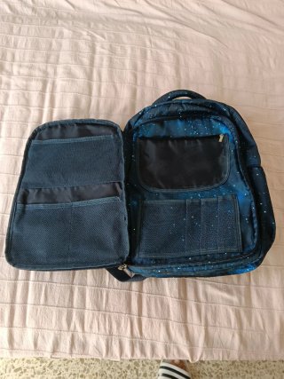 Mochila escolar azul estrellas