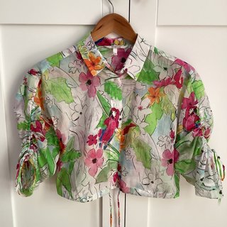 Camisa Desigual Estampada Flores y Loros Talla XS