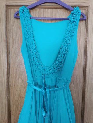 Vestido fiesta corto verde agua talla L