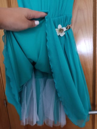 Vestido fiesta corto verde agua talla L