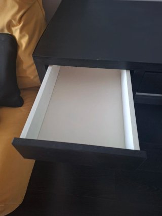 Escritorio madera negro con cajón y armario