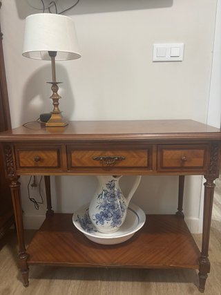 Mesa auxiliar ebanistería madera con cajones