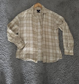 Camisa Pull&Bear cuadros beige relaxed fit