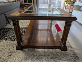 Mesa de centro madera y cristal biselado
