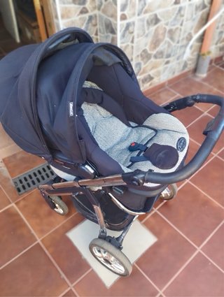 Carrito Bebécar azul marino chasis cromado