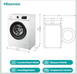 Lavadora Hisense 7kg Snowflake Drum