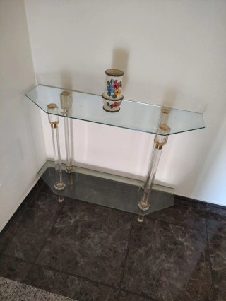 Recibidor de cristal y metal dorado