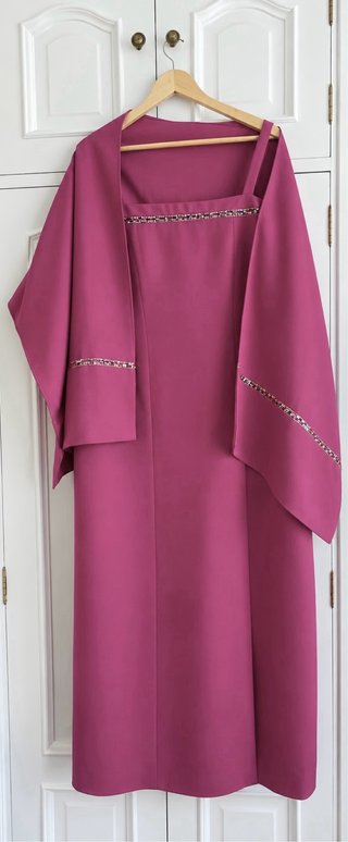 Vestido fiesta fucsia + chal
