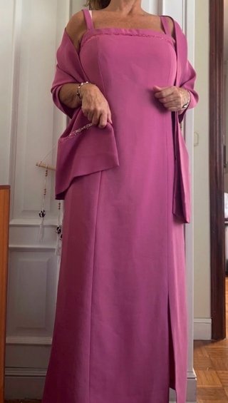 Vestido fiesta fucsia + chal