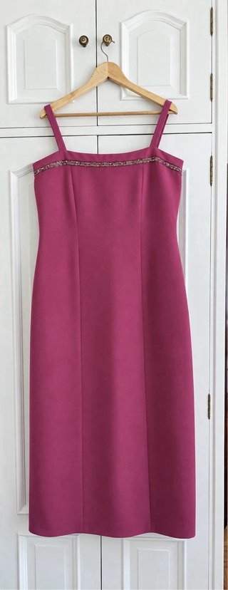 Vestido fiesta fucsia + chal