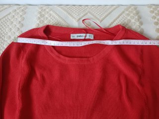 Jersey Zara Rojo Manga Larga Peplum
