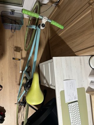 Bicicleta Fixie Azul con Canasta