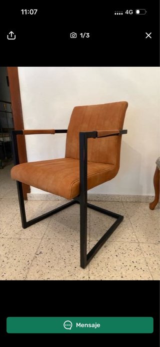 Juego 4 sillas polipiel y metal