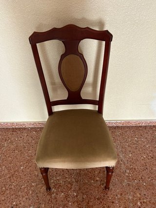 Silla de comedor de madera y tela