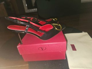 Décolleté Valentino Pelle Nero Rosso