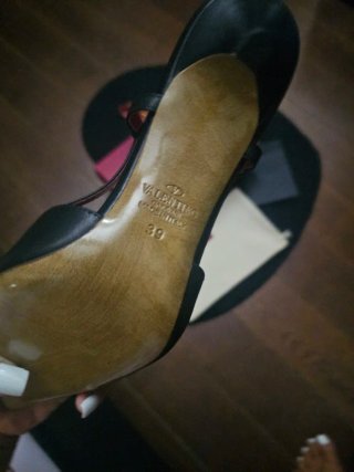 Décolleté Valentino Pelle Nero Rosso