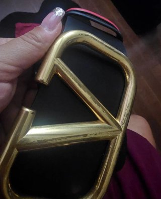 Cintura Valentino Pelle Nera Fibbia Oro