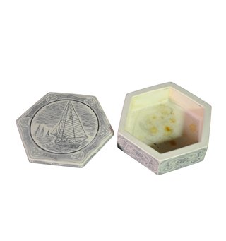 Caja hexagonal decorativa náutica