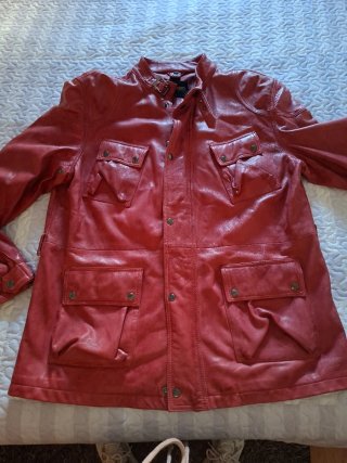 Cazadora de cuero roja hombre