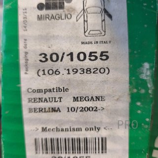ELEVALUNAS DELANTERO DERECHO RENAULT MEGANE NUEVO 301055