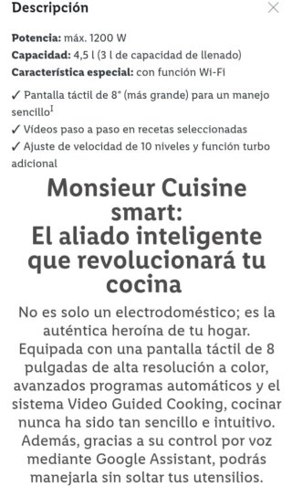 Robot Cocina Monsieur Cuisine Smart