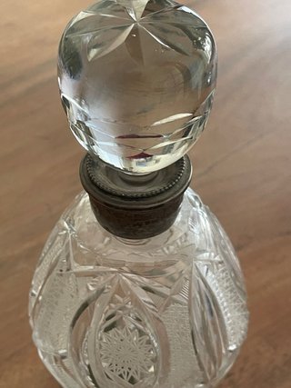 Botellas muy Antiguasde Cristal con Detalles Plata