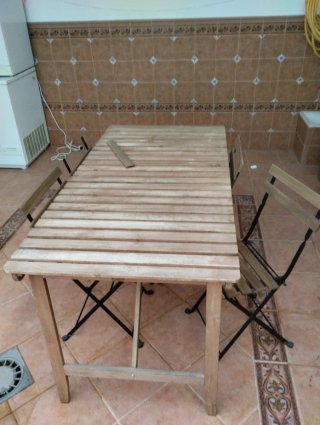 Conjunto mesa y 4 sillas terraza