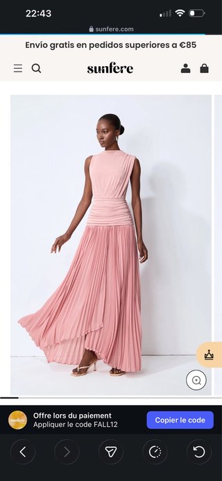 Vestido rosa plisado invitada boda Sunfere
