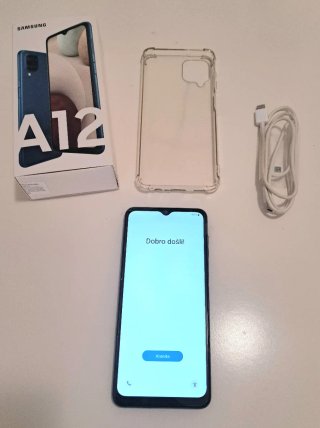 Samsung A12 Azul + Funda y Cable de carga