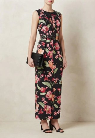Mono floral negro con cinturón