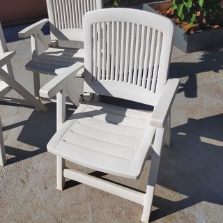 Juego de 3 Sillas de Terraza Blancas