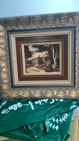 Cuadro con marco pan de oro, óleo Casanova.