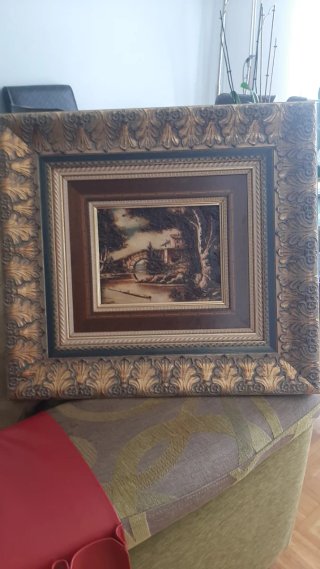 Cuadro con marco pan de oro, óleo Casanova.