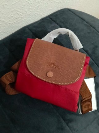 Mochila Longchamp Roja y Marrón