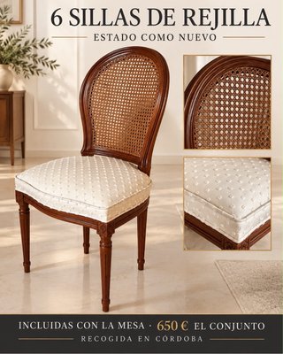 Conjunto de Mesa extensible y 6 sillas de Ménsula