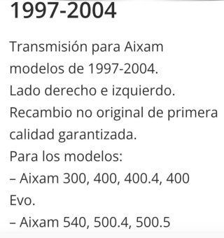 Transmisión Eje Izq/Der Aixam 1997-2004 Mega 1